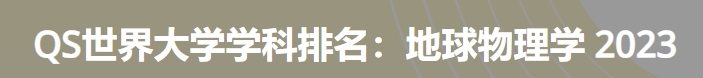 日本最佳地球物理学大学|2023年QS世界大学学科排名