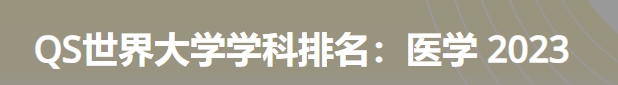 日本最佳医学大学|2023年QS世界大学学科排名