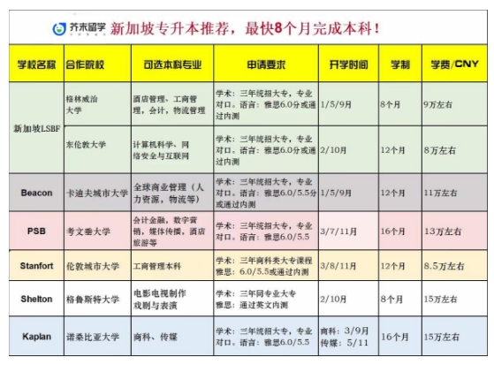 新加坡专升本Top-Up课程-最快8个月本科毕业-新加坡留学