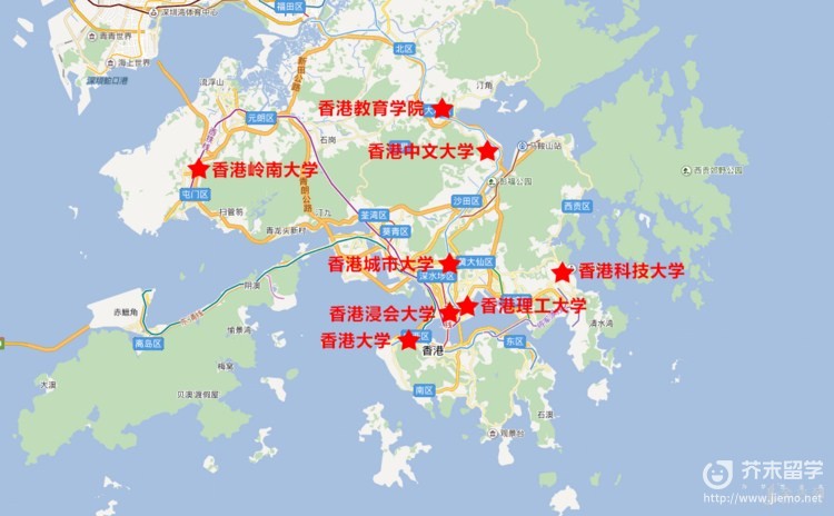 香港各大学地理位置