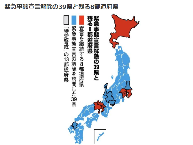 日本39县解除紧急事态宣言