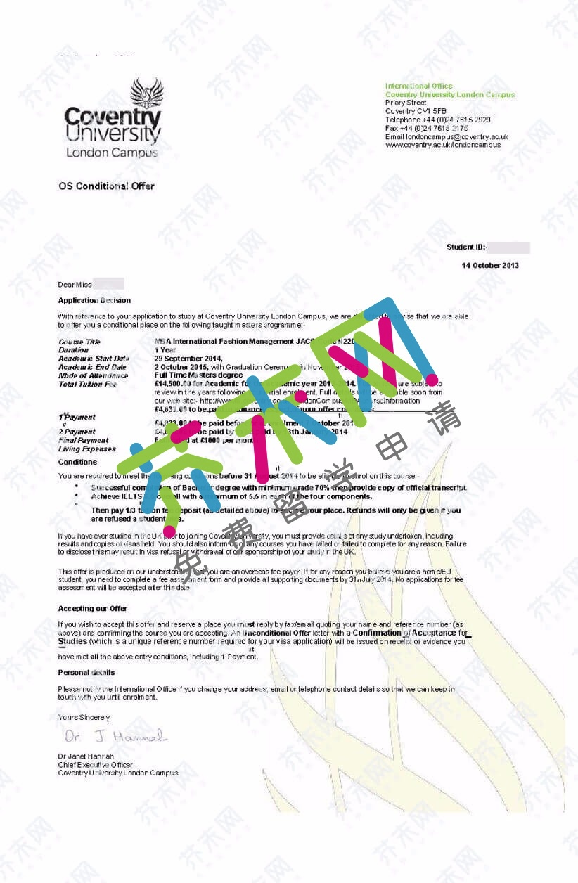 郭同學(xué)的考文垂大學(xué)offer