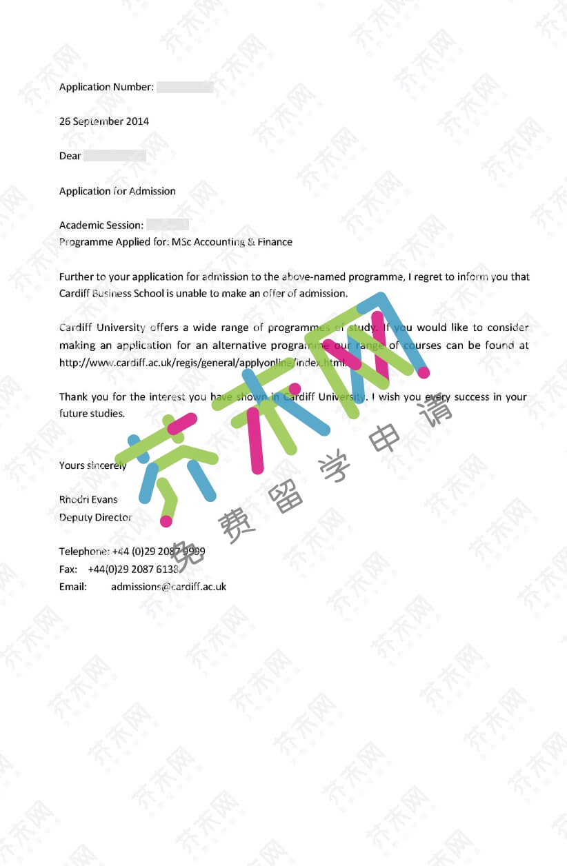 戴同學的卡迪夫大學offer