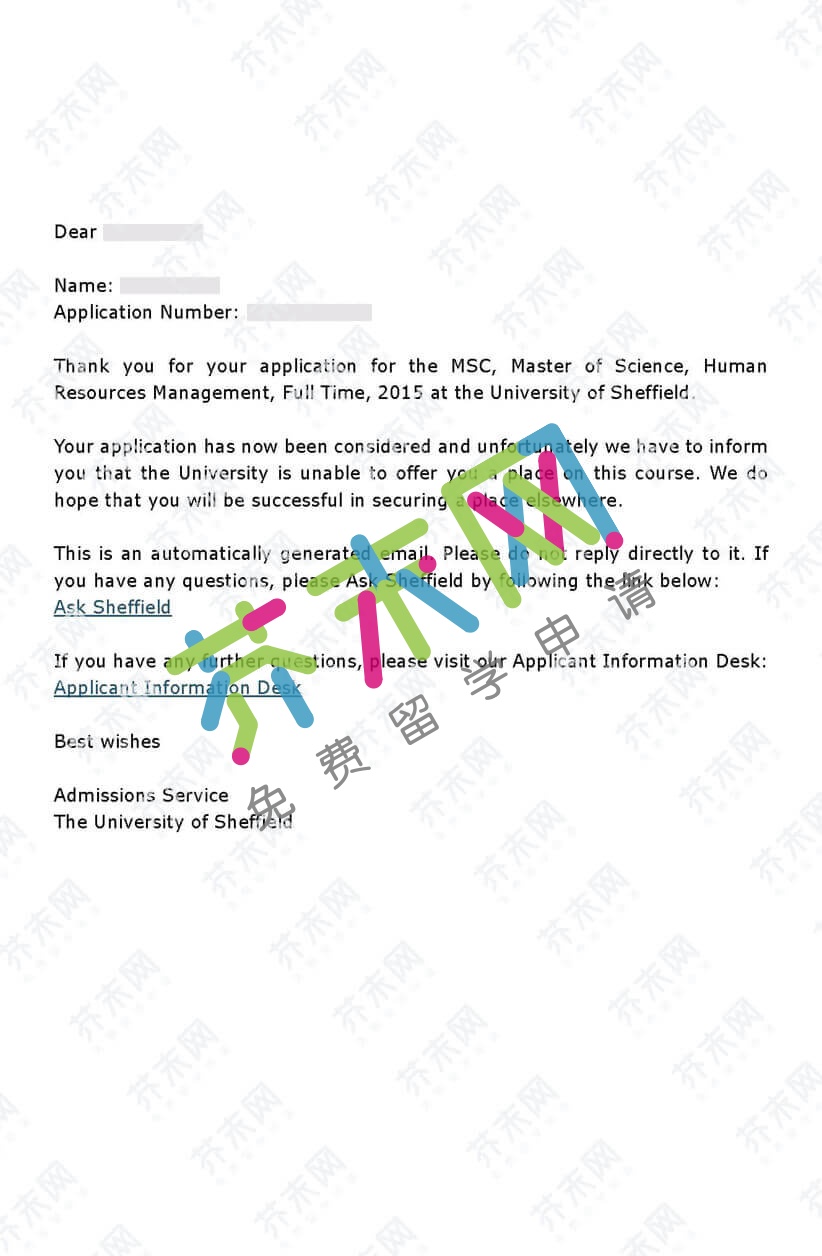 曹同学的谢菲尔德大学offer