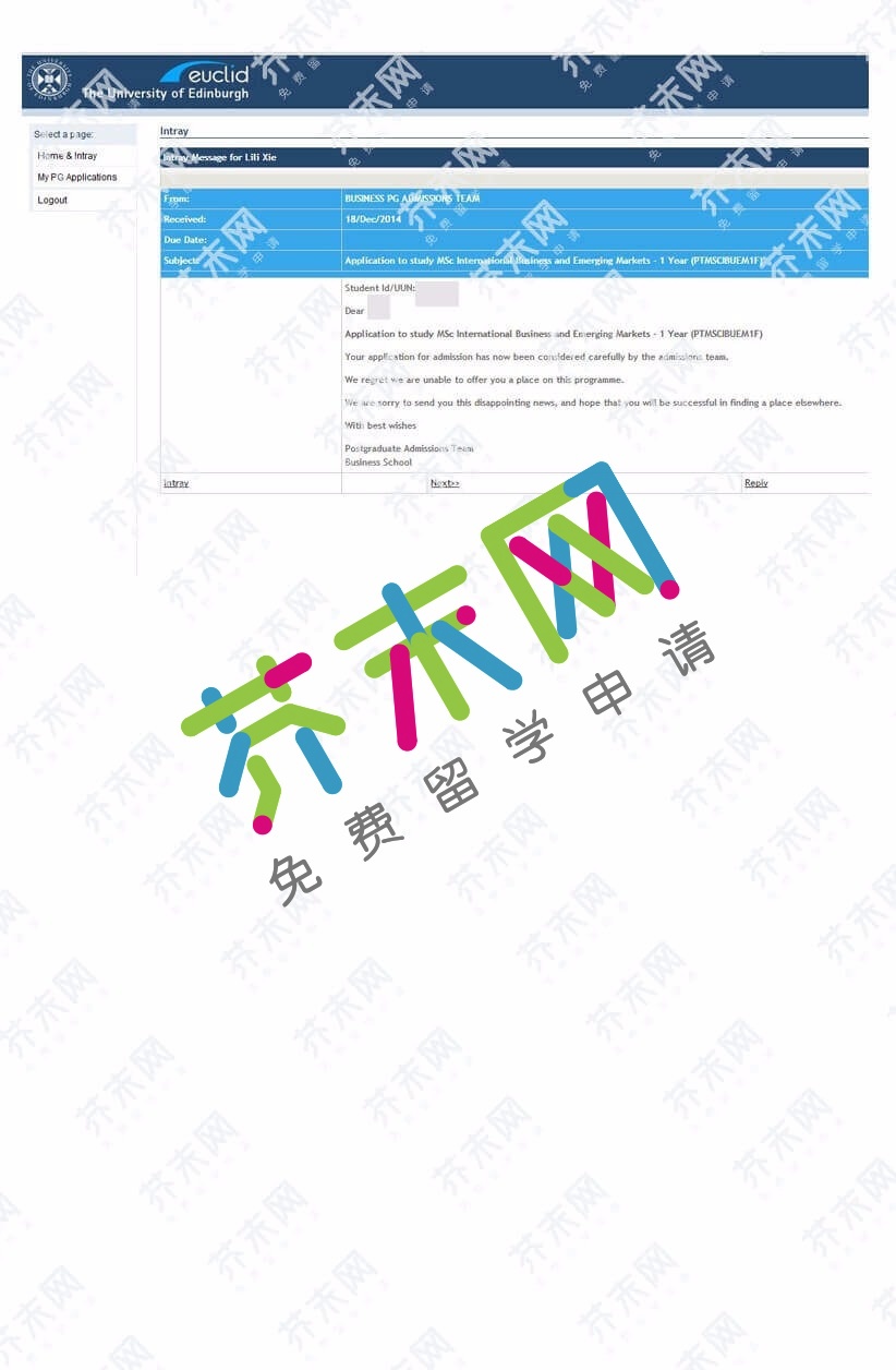 谢同学的爱丁堡大学offer