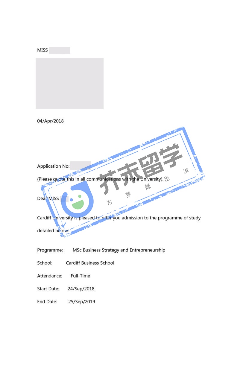 李同学的卡迪夫大学offer