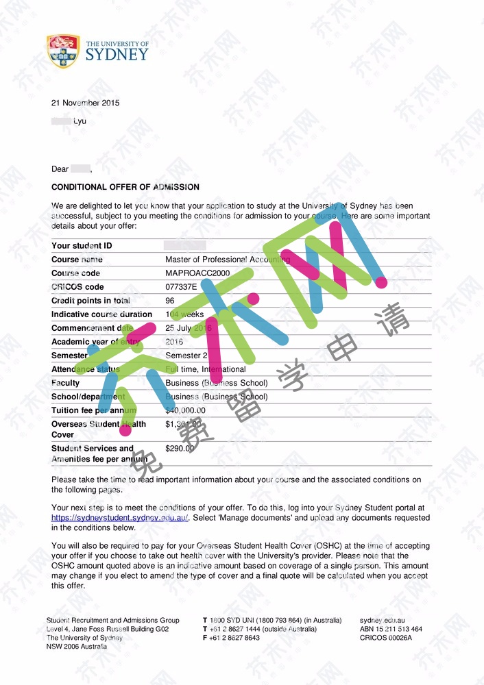 吕同学的悉尼大学offer