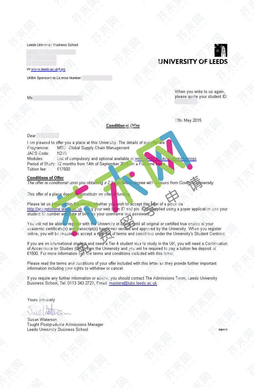 陈同学的利兹大学offer