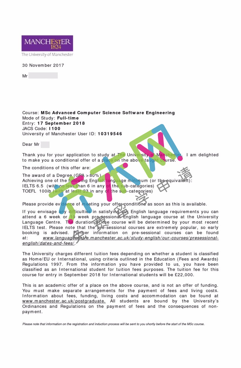 杜同学的曼彻斯特大学offer