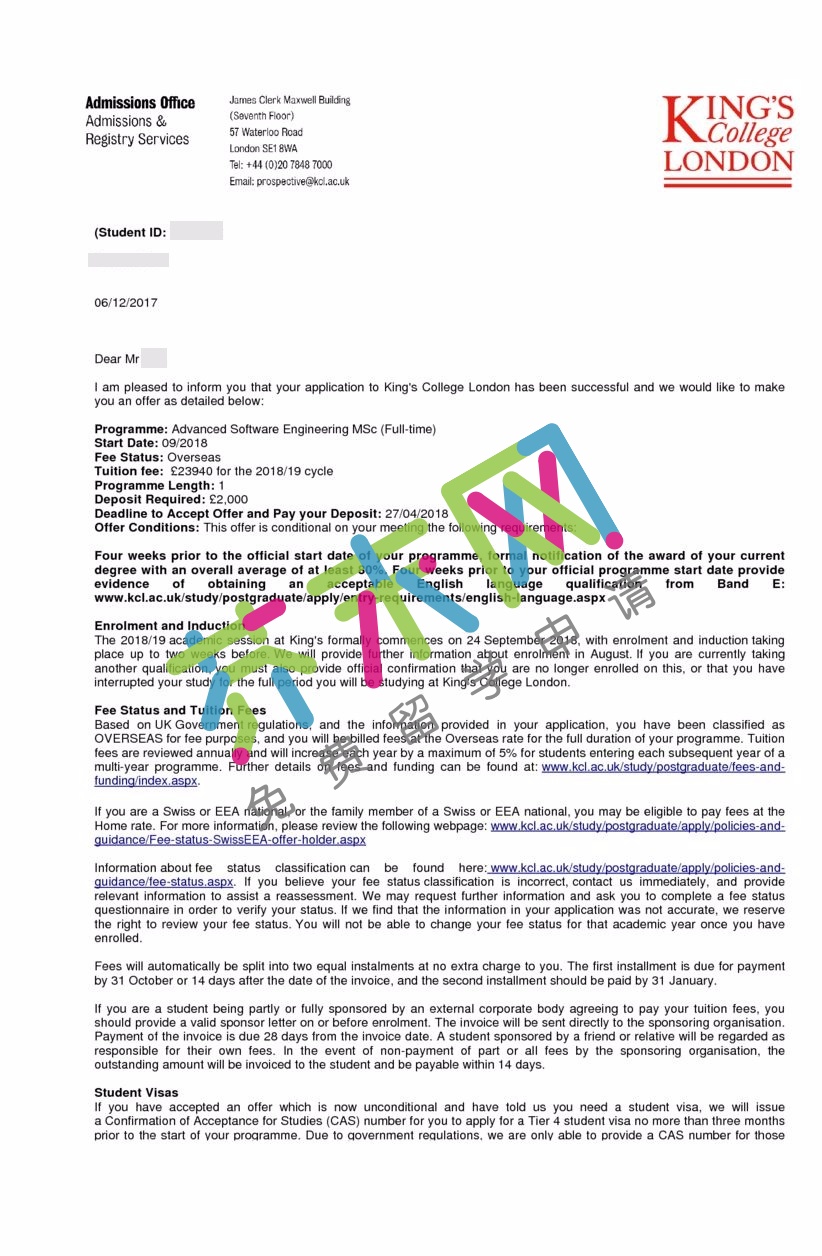 杜同学的伦敦大学国王学院offer