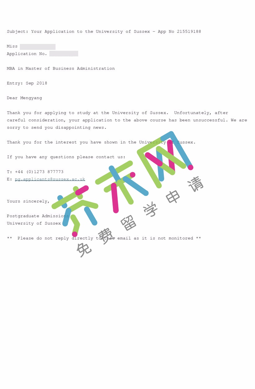 苏塞克斯大学offer 李同学的苏塞克斯大学offer