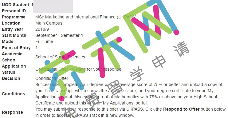 王同学的邓迪大学offer
