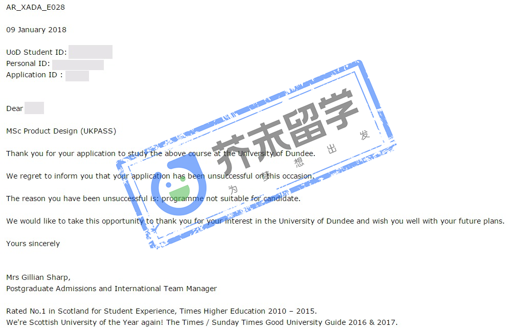 張同學(xué)的鄧迪大學(xué)offer